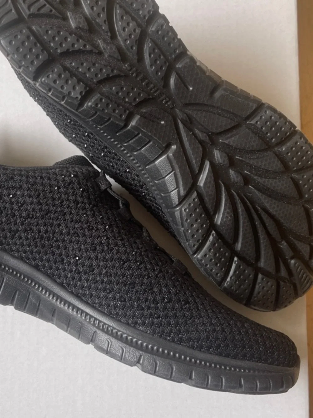 Skechers Women's Black Slip-On Knit Sneakers - Picture 5 of 8